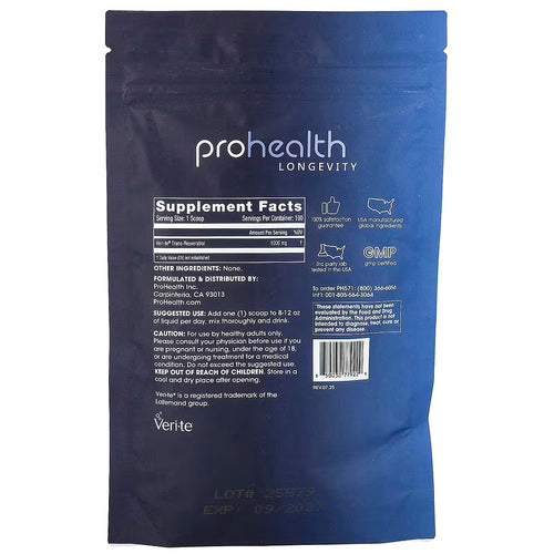 Prohealth Longevity Bulk Trans Resveratrol Powder 100 Grams