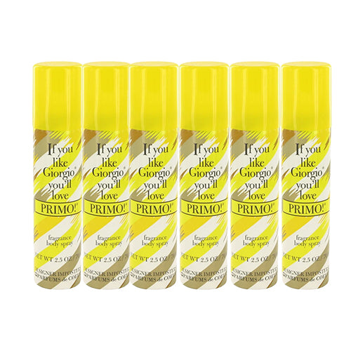 Designer Imposters Primo Perfume Body Spray 2.5oz 6 Pack Bundle