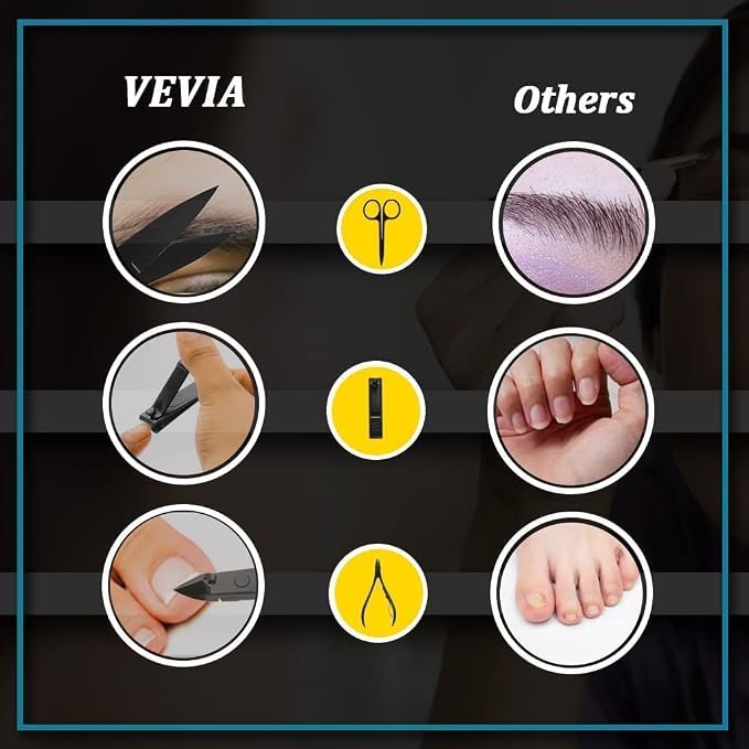 Vevia Manicure Set Stainless Steel 18 in 1 Nail Clipper Set with Travel Leather Case for Women and Men