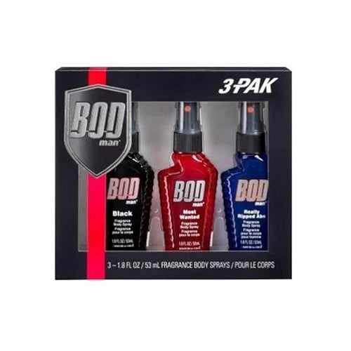 BOD man Fragrance Body Spray Trio Black Most Wanted Ripped Abs