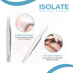 Lash Tweezers, Eyelash Extension Tweezers 6-Set with Stainless Steel Straight and Curved Tip Tweezers for Lash Extension, Volume Lash Tweezers