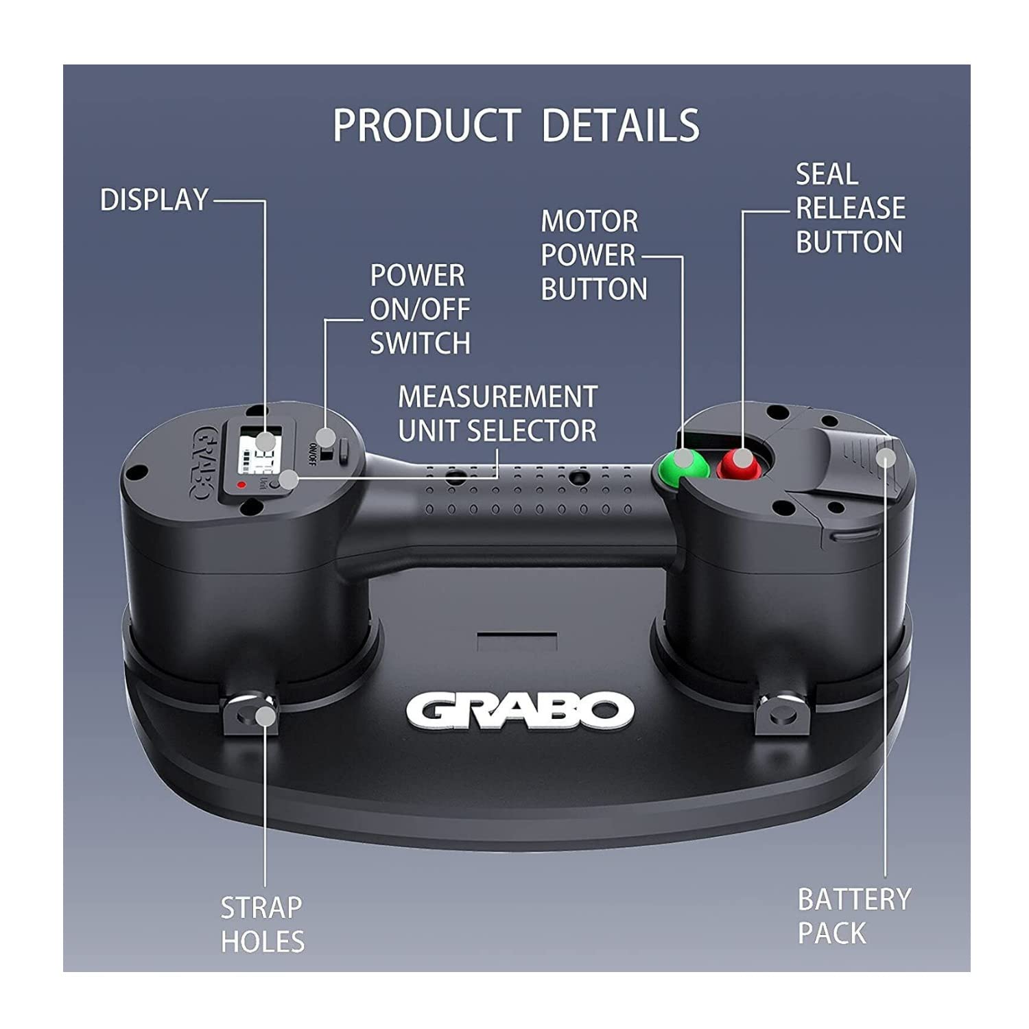 GRABO Pro-Lifter Heavy Lift, 20 Liter Pumping Capacity, Versatile, and Tested Electric Suction Cup with Run Status Indicator and Rubber Foam Seal