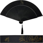Gold Nation Folding Fan, Hand Fans for Women Silk Fans with Bamboo Sticks with Elegant Gift Box, Chinese Retro Style for Party Dancing and Wedding Decoration