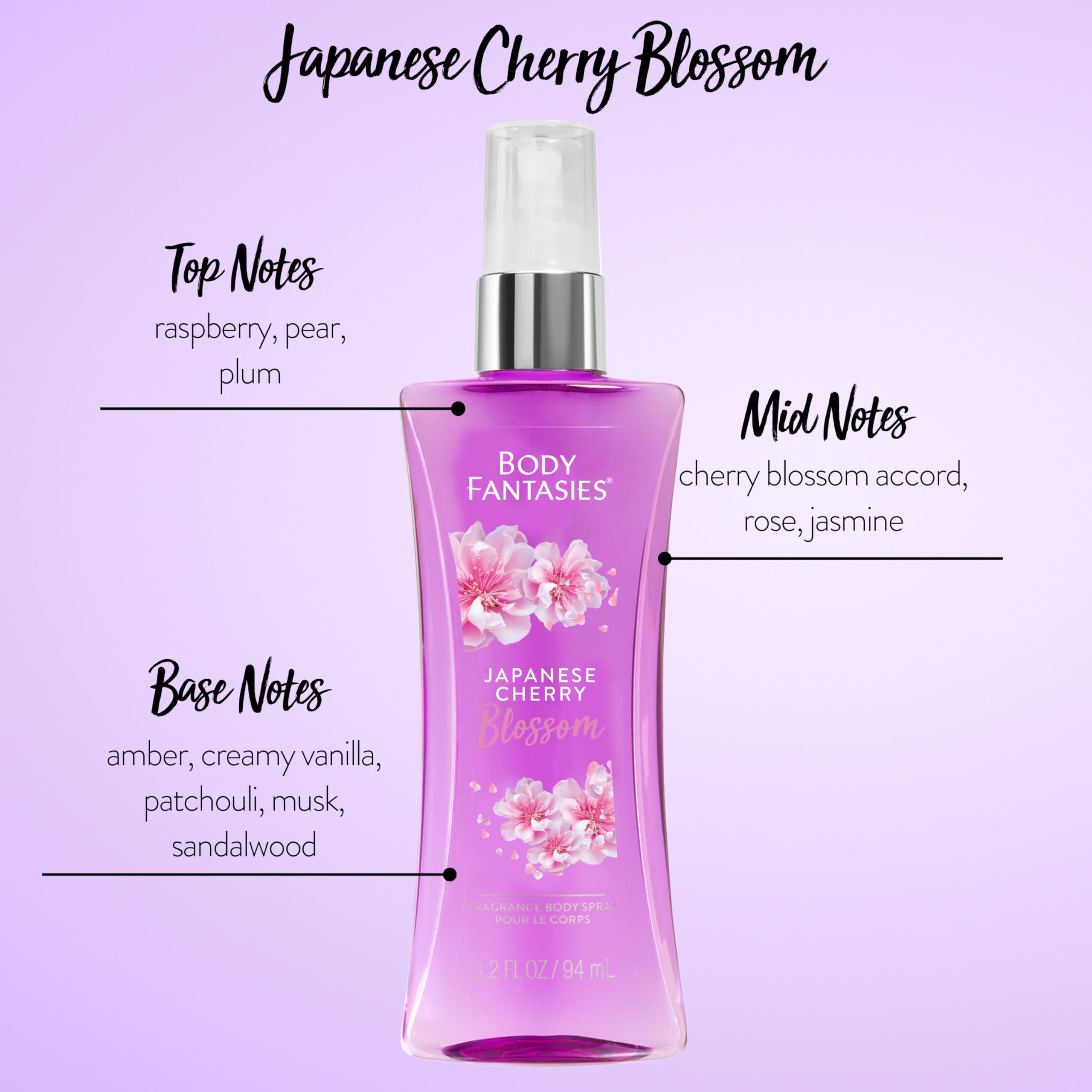 Body Fantasies Body Spray Holiday Gift Set for Her - 3 Piece Lovely Scents Sampler, Perfect for Stocking Stuffers