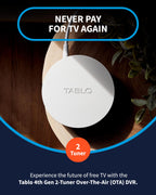 Tablo TV 4th Gen 2-Tuner Over-The-Air (OTA) DVR - Watch, Pause & Record Live TV, News, Sports & Movies Throughout Your Home Over Wi-Fi - Pairs w/Any TV Antenna - 50+ Hrs Recording - No Subscriptions