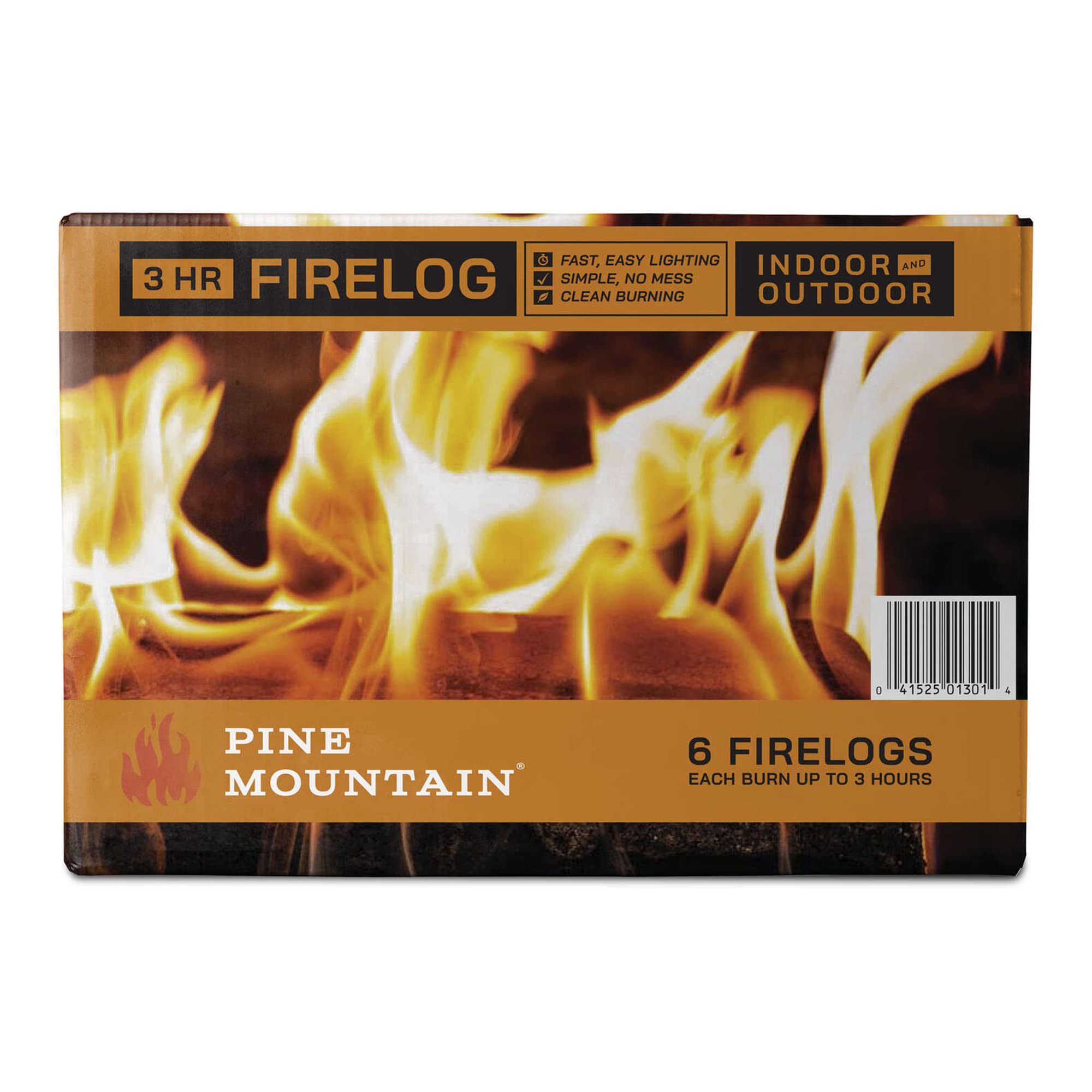 Pine Mountain 100% Natural Classic Firelog, 3-Hour Burn Time, 6 Logs, Green