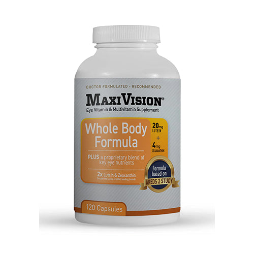MaxiVision® AREDS 2 Whole Body Formula - AREDS 2 Eye Vitamins w/Lutein and Zeaxanthin - for Macular Support - Eye Supplements for Eye Strain - 120 Capsules Count, 1 Bottle