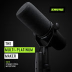 Shure SM7B Vocal Dynamic Microphone – XLR Studio Mic for Podcasting, Recording, Broadcasting, Streaming & Gaming – Smooth, Warm Sound, Rugged Build, Detachable Windscreen, Wide Frequency Range, Black