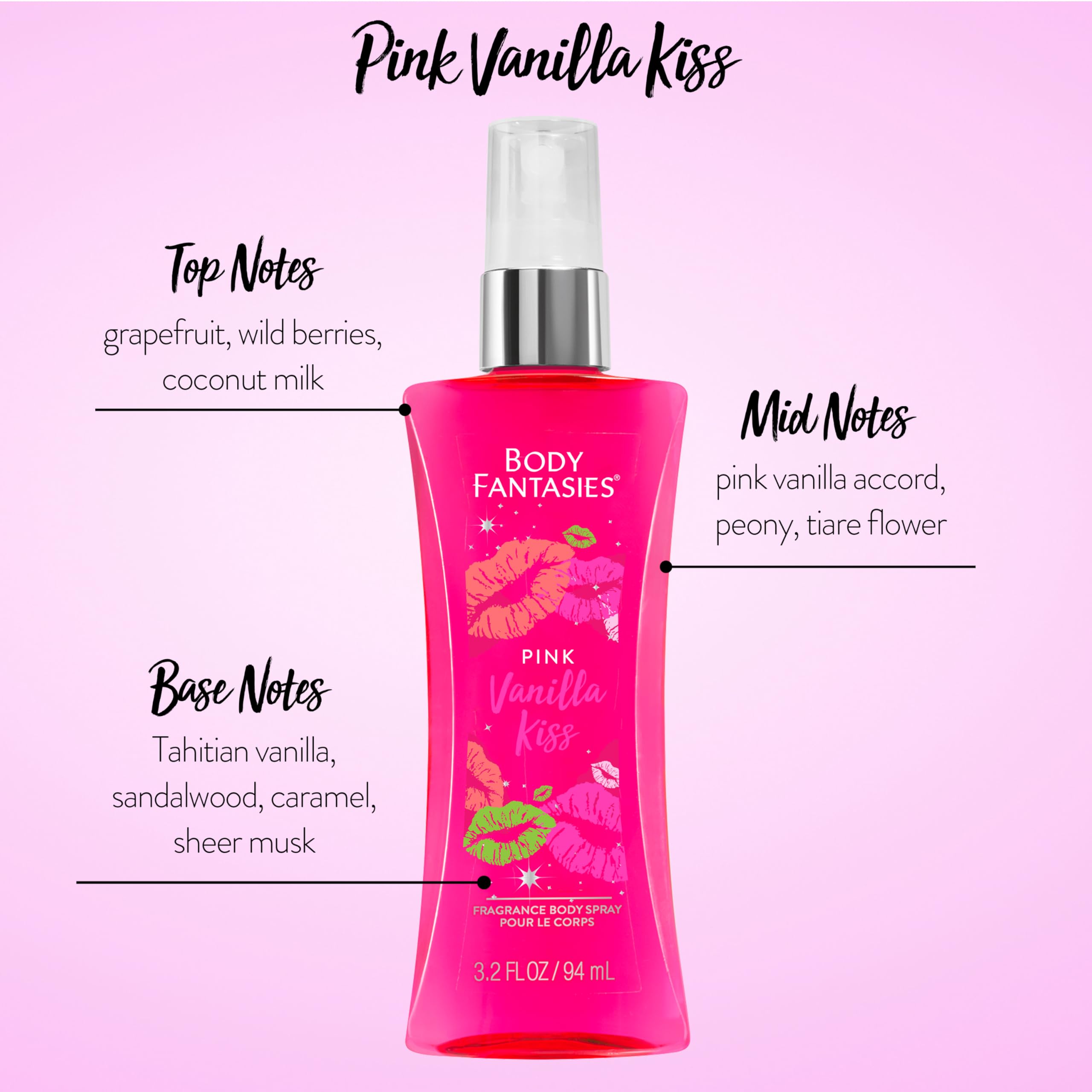 Body Fantasies Body Spray Holiday Gift Set for Her - 3 Piece Lovely Scents Sampler, Perfect for Stocking Stuffers