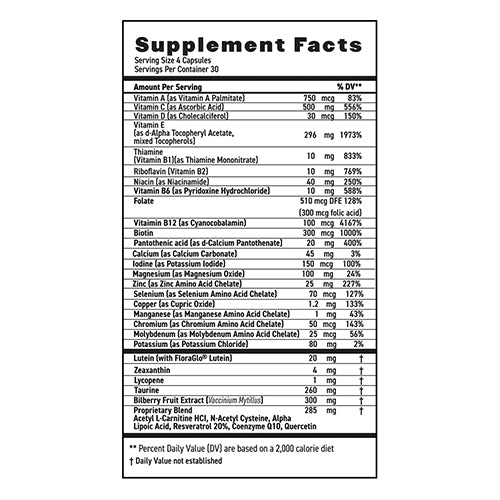 MaxiVision® AREDS 2 Whole Body Formula - AREDS 2 Eye Vitamins w/Lutein and Zeaxanthin - for Macular Support - Eye Supplements for Eye Strain - 120 Capsules Count, 1 Bottle