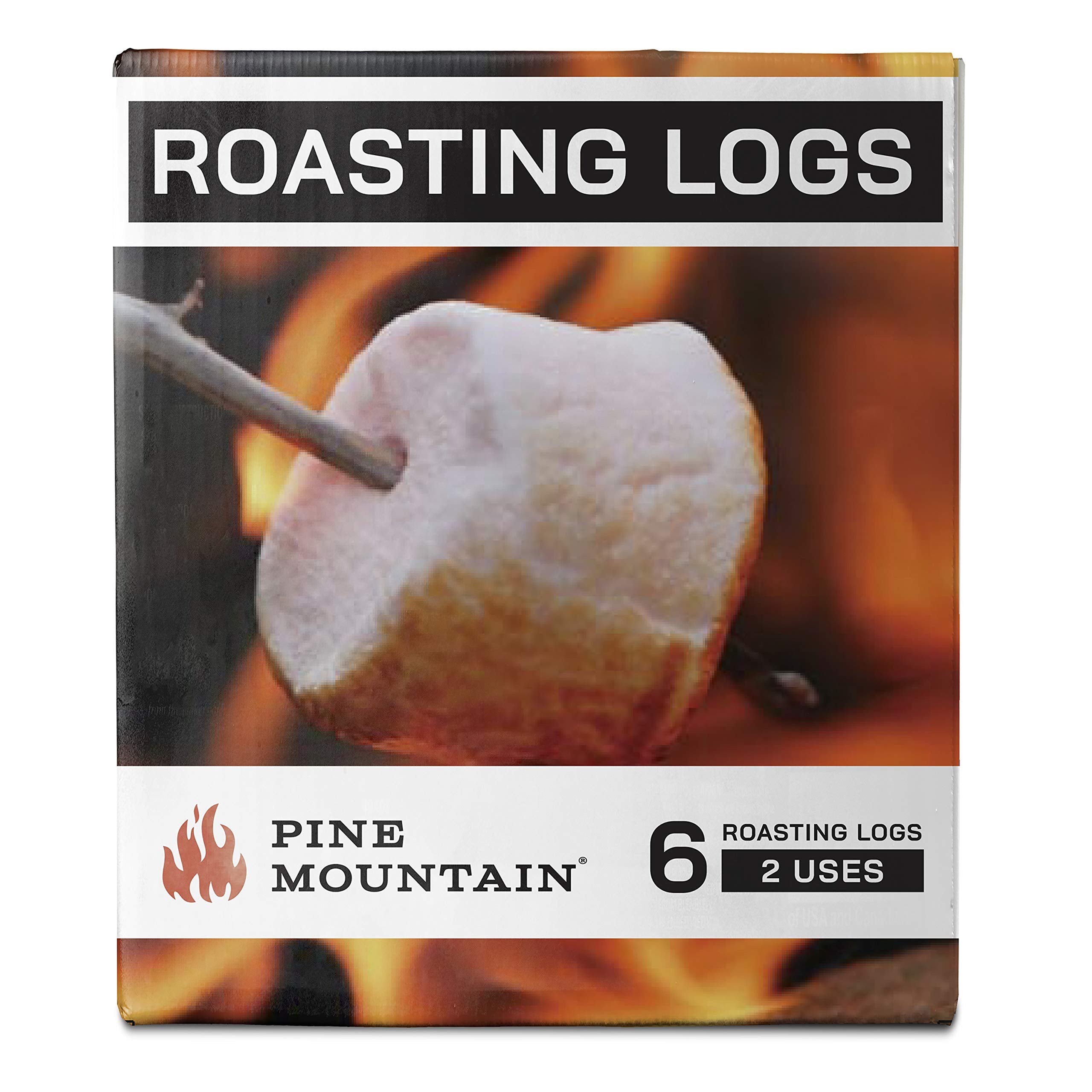 Pine Mountain Roasting Logs, Cooking firelogs for Campfire, Fireplace, Fire Pit, Outdoor and Indoor Use, 6 Pack