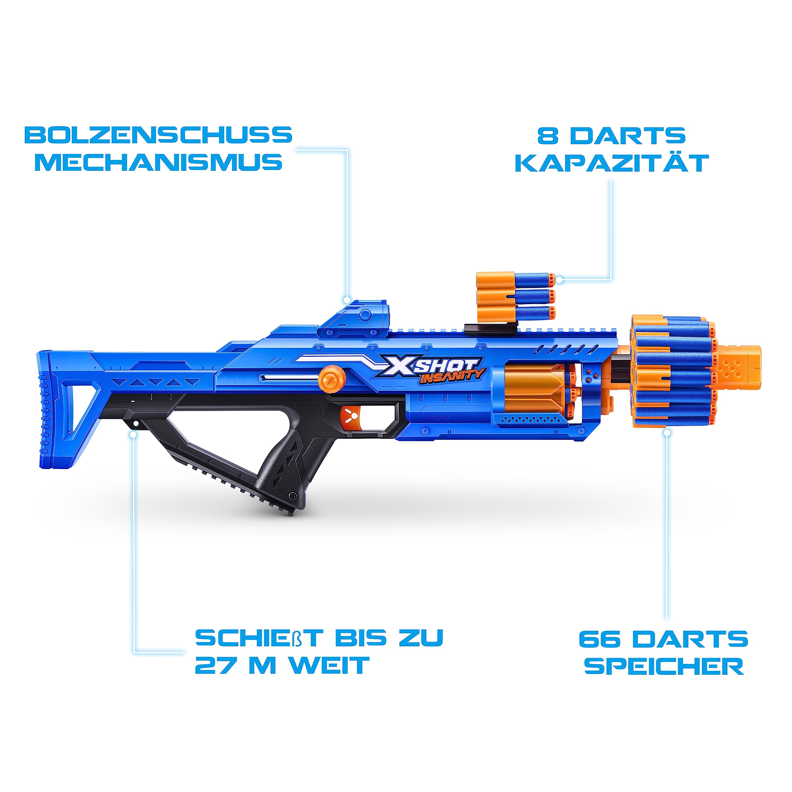 XSHOT Insanity Bezerko by ZURU - 48 Dart Outdoor Toy with Air Pocket Technology and Storage for Boys, Girls, Teens and Adults