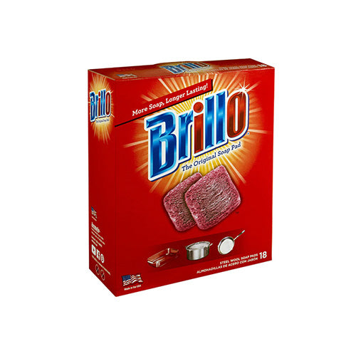 Brillo Steel Wool Soap Pads, Long Lasting, Original Scent Cleaning, 18 Count (Original, 18 Count (Pack of 1))