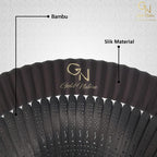 Gold Nation Folding Fan, Hand Fans for Women Silk Fans with Bamboo Sticks with Elegant Gift Box, Chinese Retro Style for Party Dancing and Wedding Decoration
