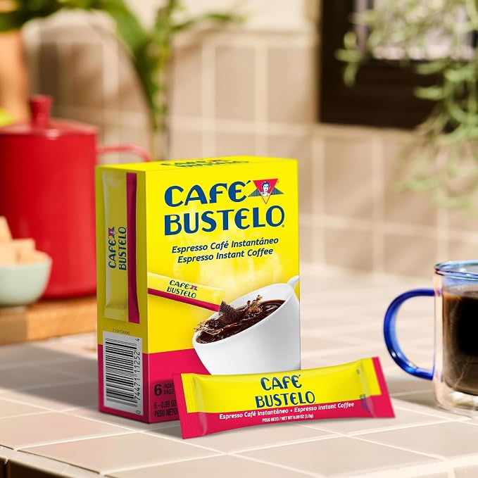 Café Bustelo Espresso Style Dark Roast Instant Coffee, 6 Count Single Serve Packets