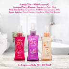 Body Fantasies Body Spray Holiday Gift Set for Her - 3 Piece Lovely Scents Sampler, Perfect for Stocking Stuffers