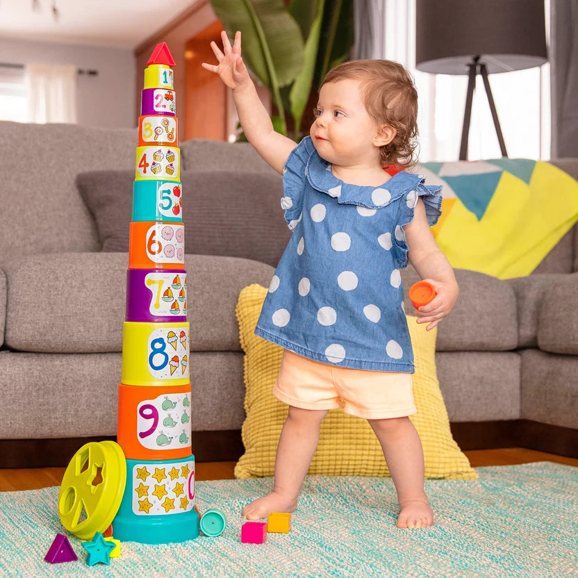 Battat Stacking Cups Shape Sorter, Sort & Stack Nesting Cups Set, Toddler