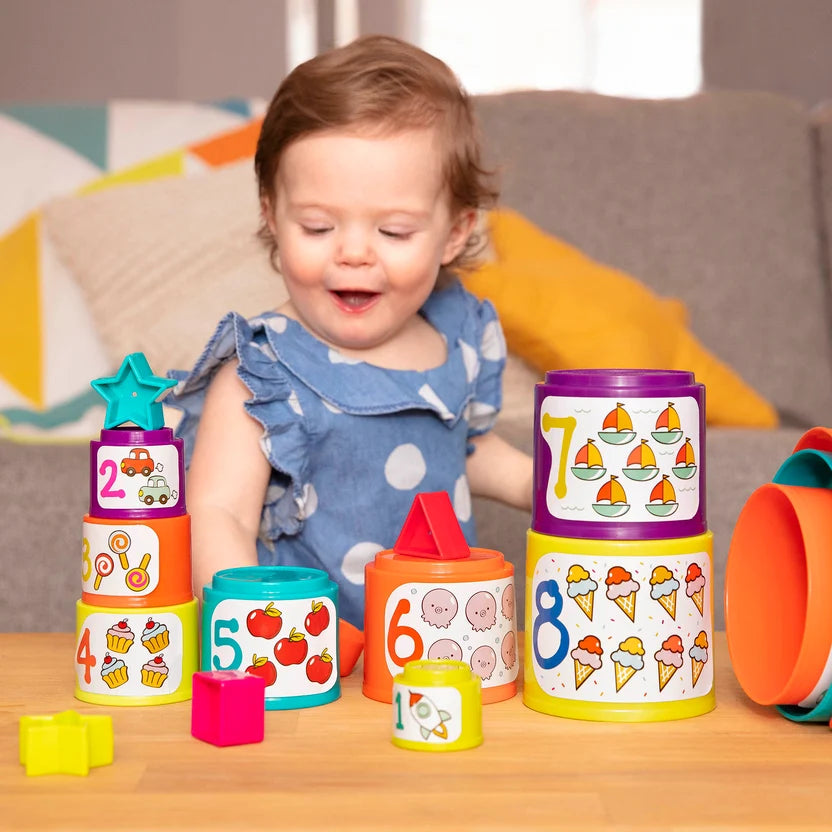 Battat Stacking Cups Shape Sorter, Sort & Stack Nesting Cups Set, Toddler