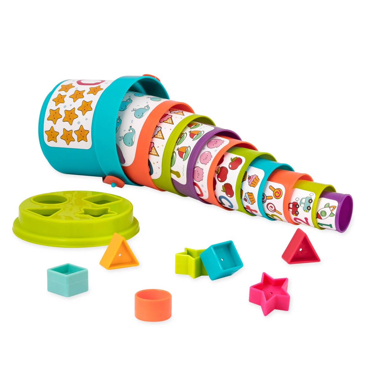 Battat Stacking Cups Shape Sorter, Sort & Stack Nesting Cups Set, Toddler