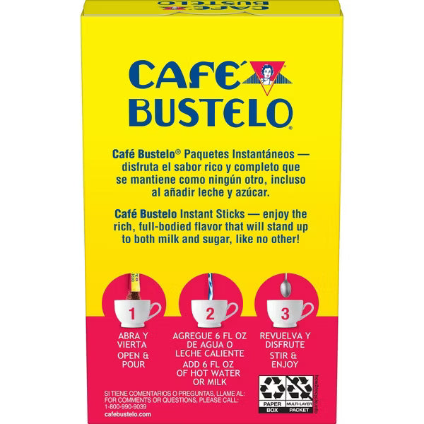 Café Bustelo Espresso Style Dark Roast Instant Coffee, 6 Count Single Serve Packets