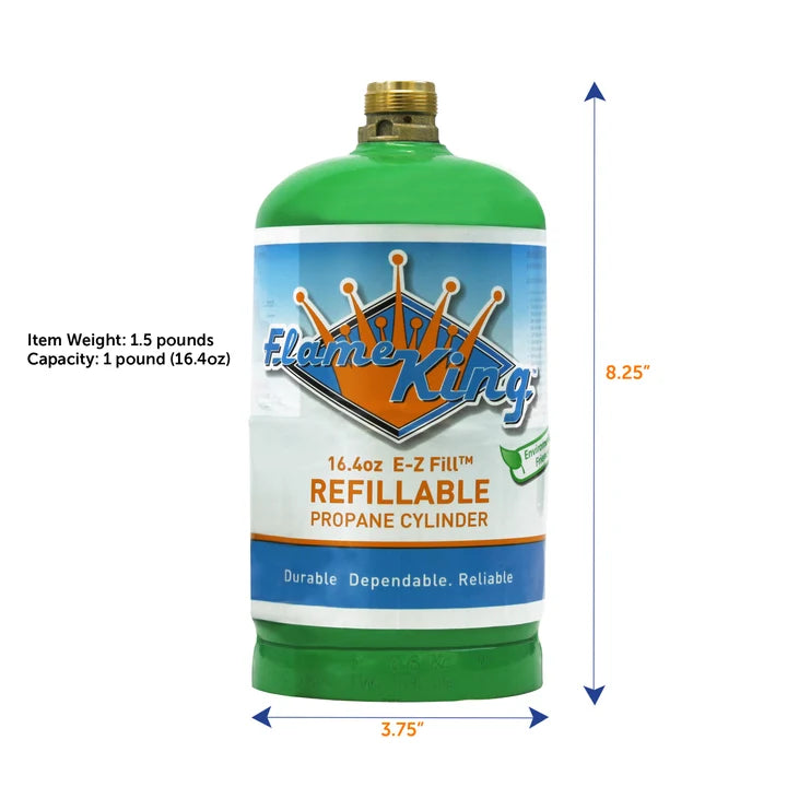 Flame King Refillable 1 lb Propane Cylinder, DOT-Certified LP Tank